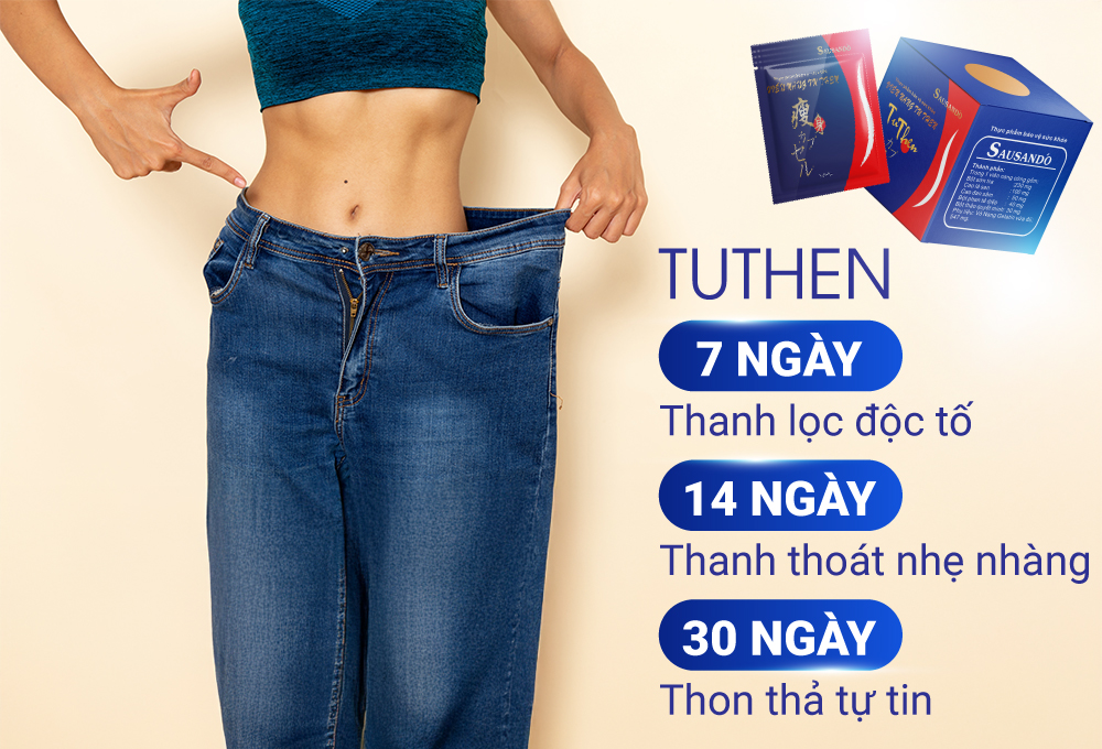 Viên tan mỡ bụng TuThen - Sausand'o Nhật Bản chiết xuất thành phần tự nhiên tác dụng đào thải chất béo, giảm mỡ thừa ở vùng bụng.